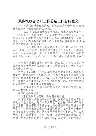 2024年乡镇政务公开工作总结工作总结范文