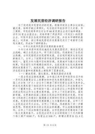 2024年发展民营经济调研报告