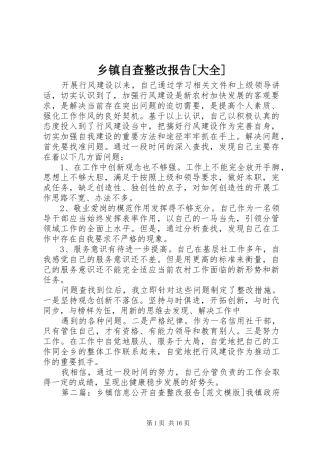 2024年乡镇自查整改报告大全