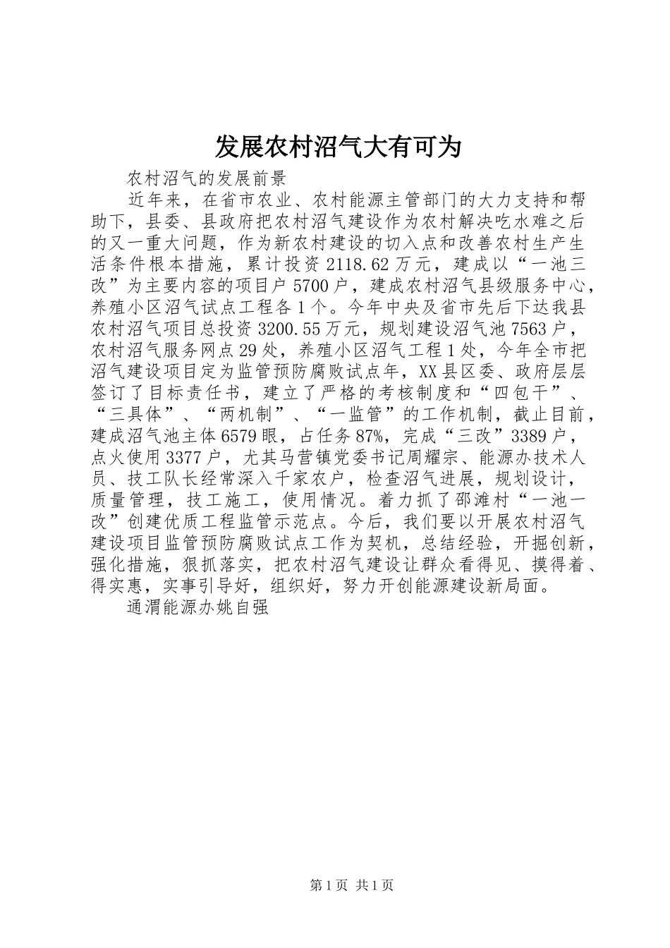 2024年发展农村沼气大有可为_第1页