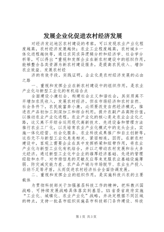 2024年发展企业化促进农村经济发展