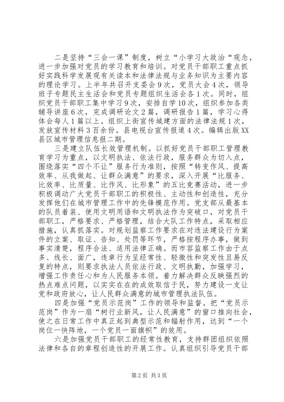 2024年城建监察大队党支部半年总结_第2页