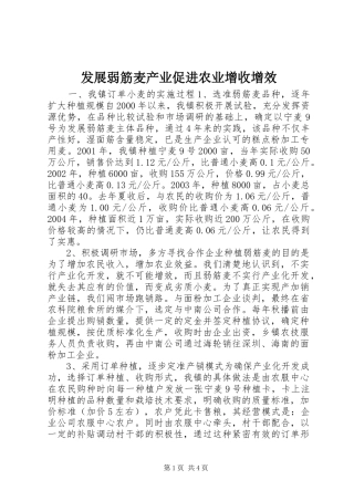 2024年发展弱筋麦产业促进农业增收增效