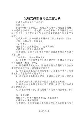 2024年发展支持部各岗位工作分析