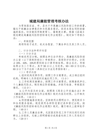 2024年城建局廉能管理考核办法