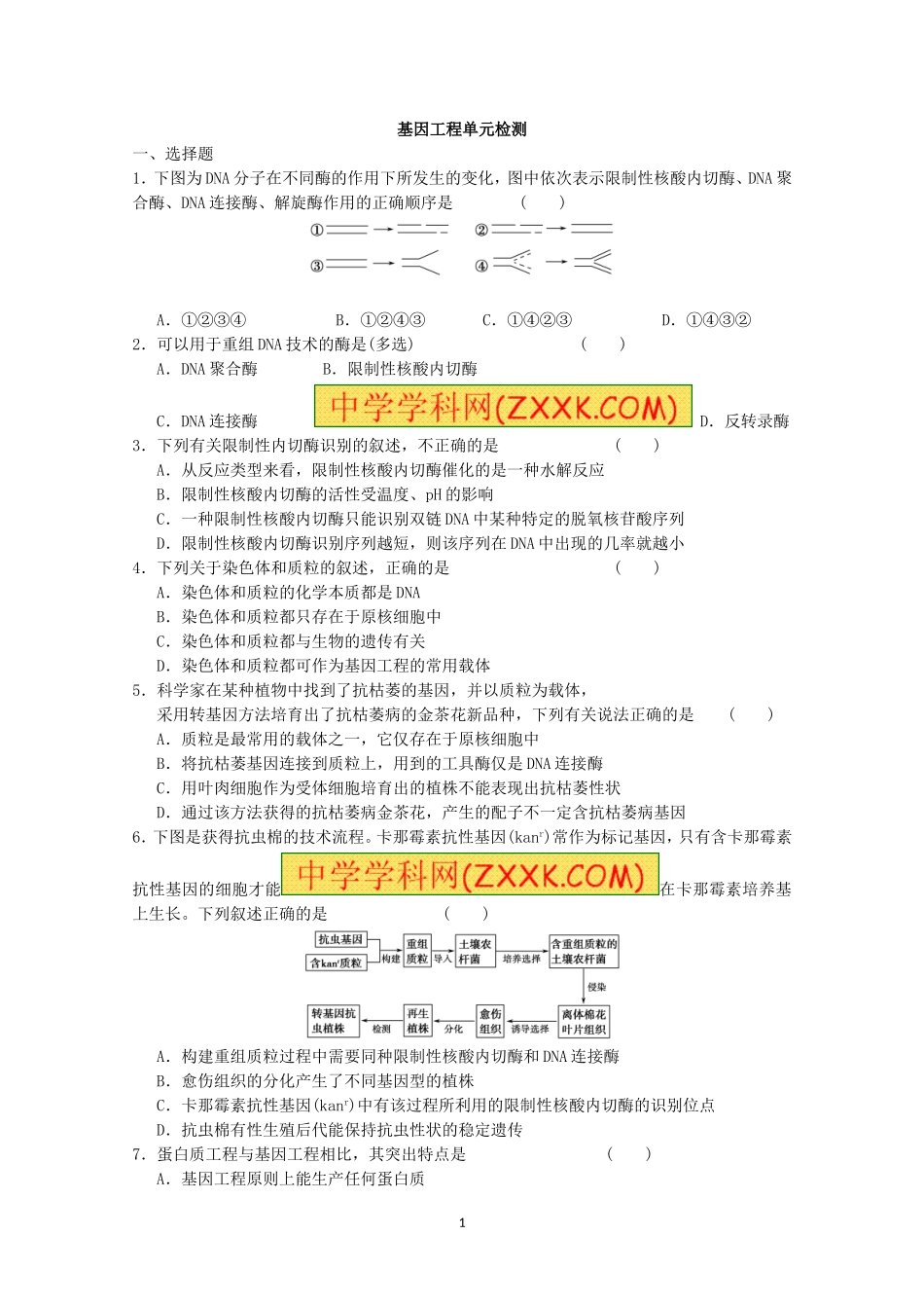 基因工程练习_第1页