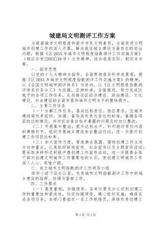 2024年城建局文明测评工作方案