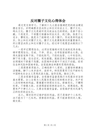 2024年反对圈子文化心得体会