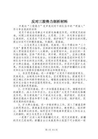 2024年反对三股势力剖析材料