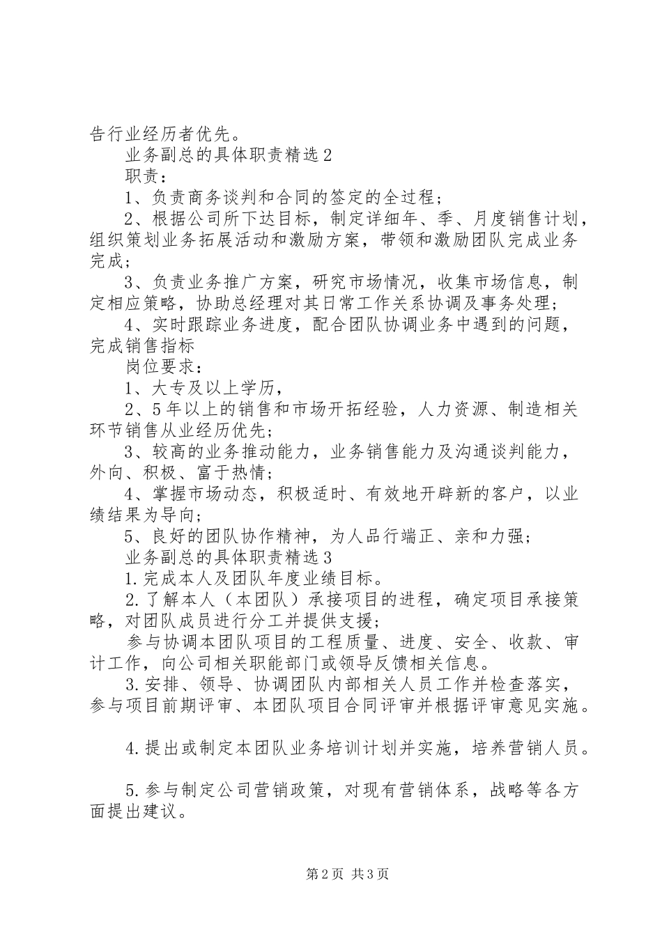 2024年业务副总的具体职责_第2页