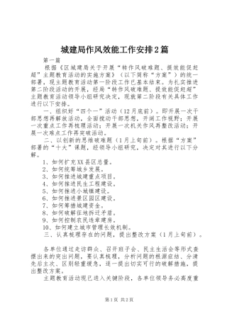 2024年城建局作风效能工作安排篇