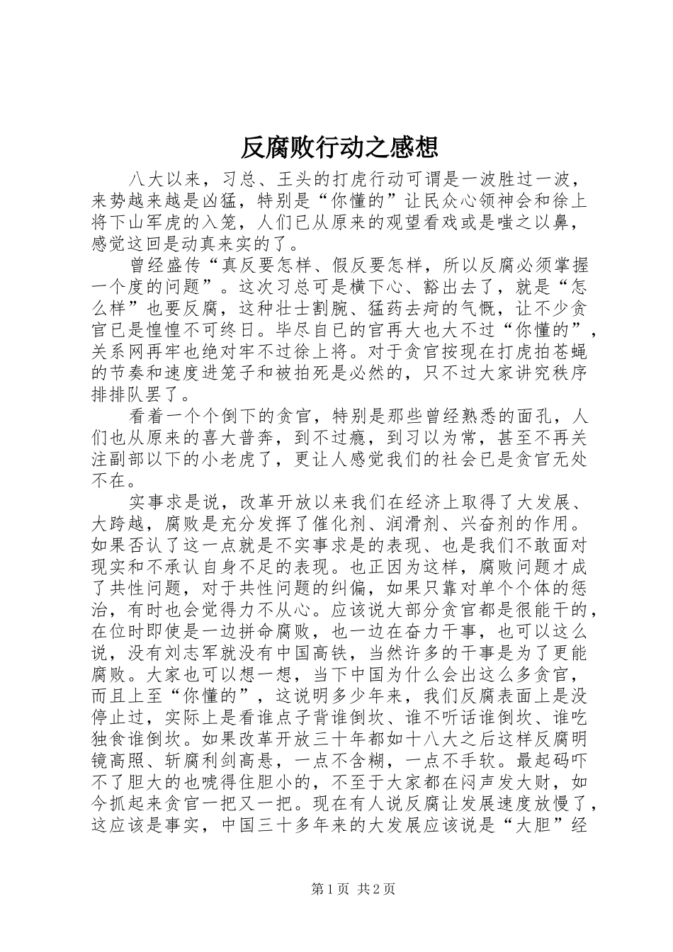 2024年反腐败行动之感想_第1页