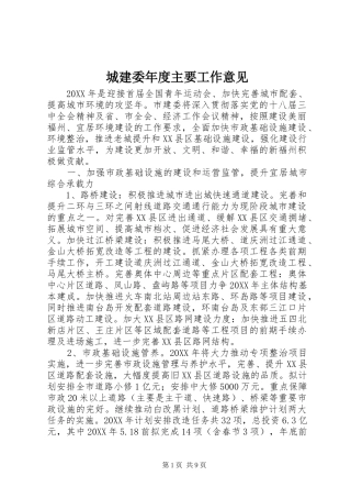 2024年城建委年度主要工作意见