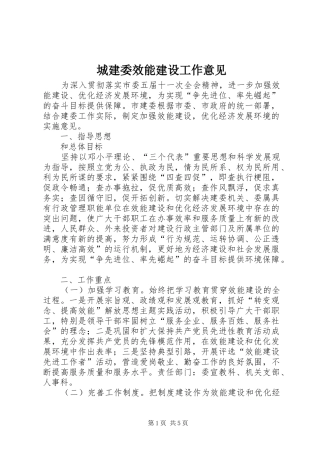 2024年城建委效能建设工作意见