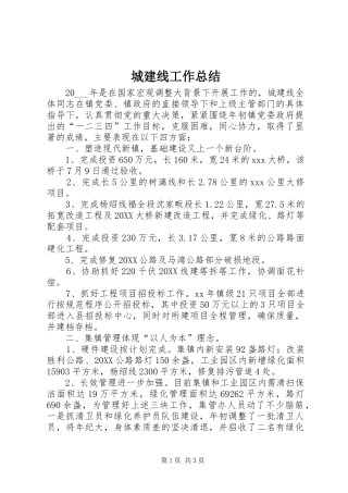 2024年城建线工作总结