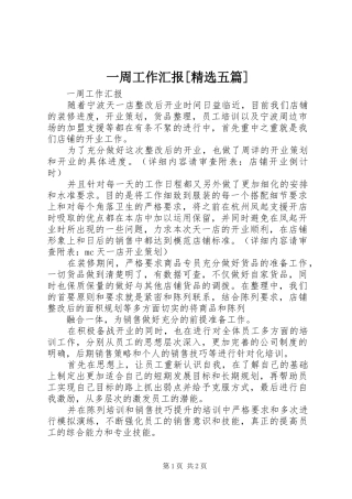 2024年一周工作汇报五篇