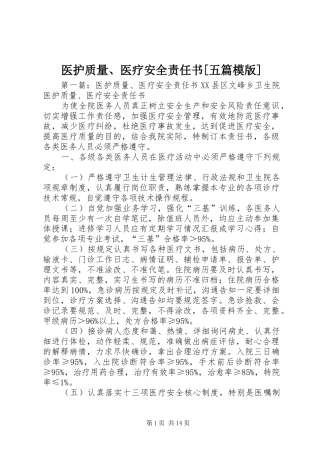 2024年医护质量医疗安全责任书五篇模版