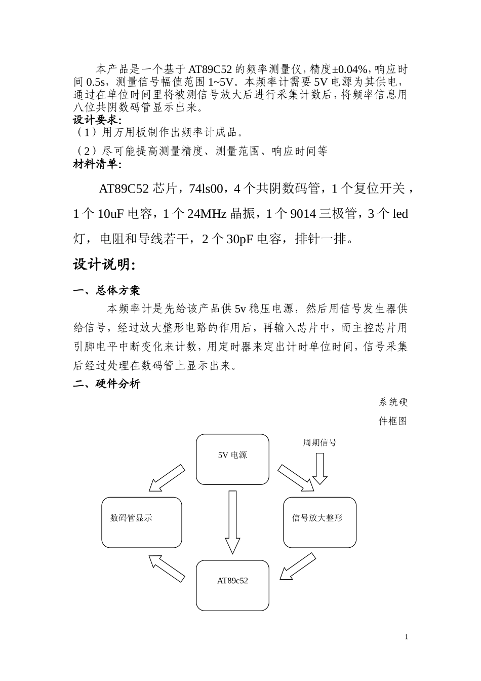 基于AT89C52的频率计_第1页