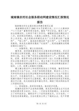 2024年城南镇农村社会服务联动网建设情况汇报情况报告