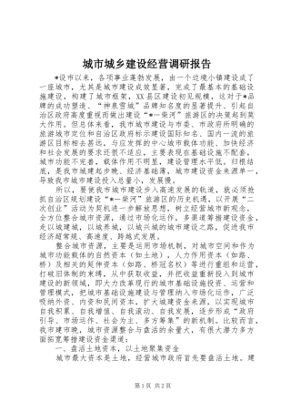 2024年城市城乡建设经营调研报告