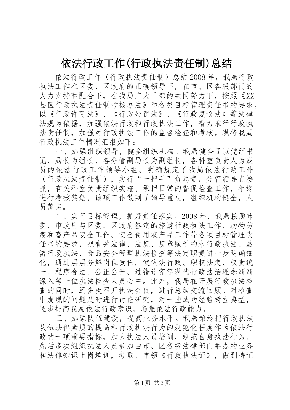 2024年依法行政工作行政执法责任制总结_第1页