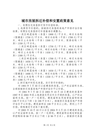 2024年城市房屋拆迁补偿和安置政策意见