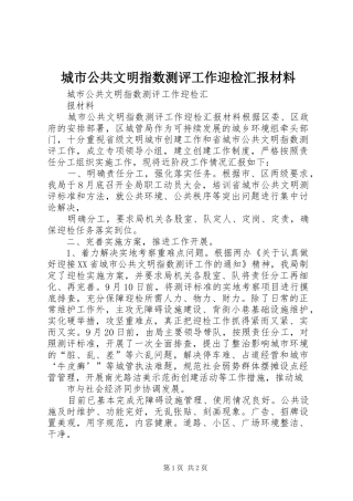 2024年城市公共文明指数测评工作迎检汇报材料