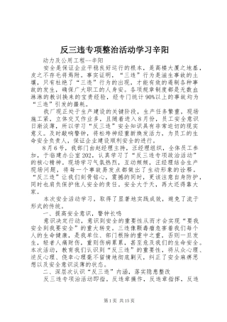 2024年反三违专项整治活动学习辛阳