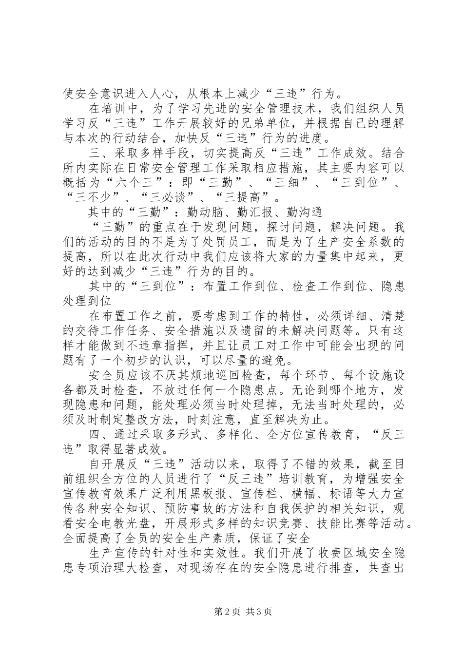 2024年反三违专项整治活动总结_第2页