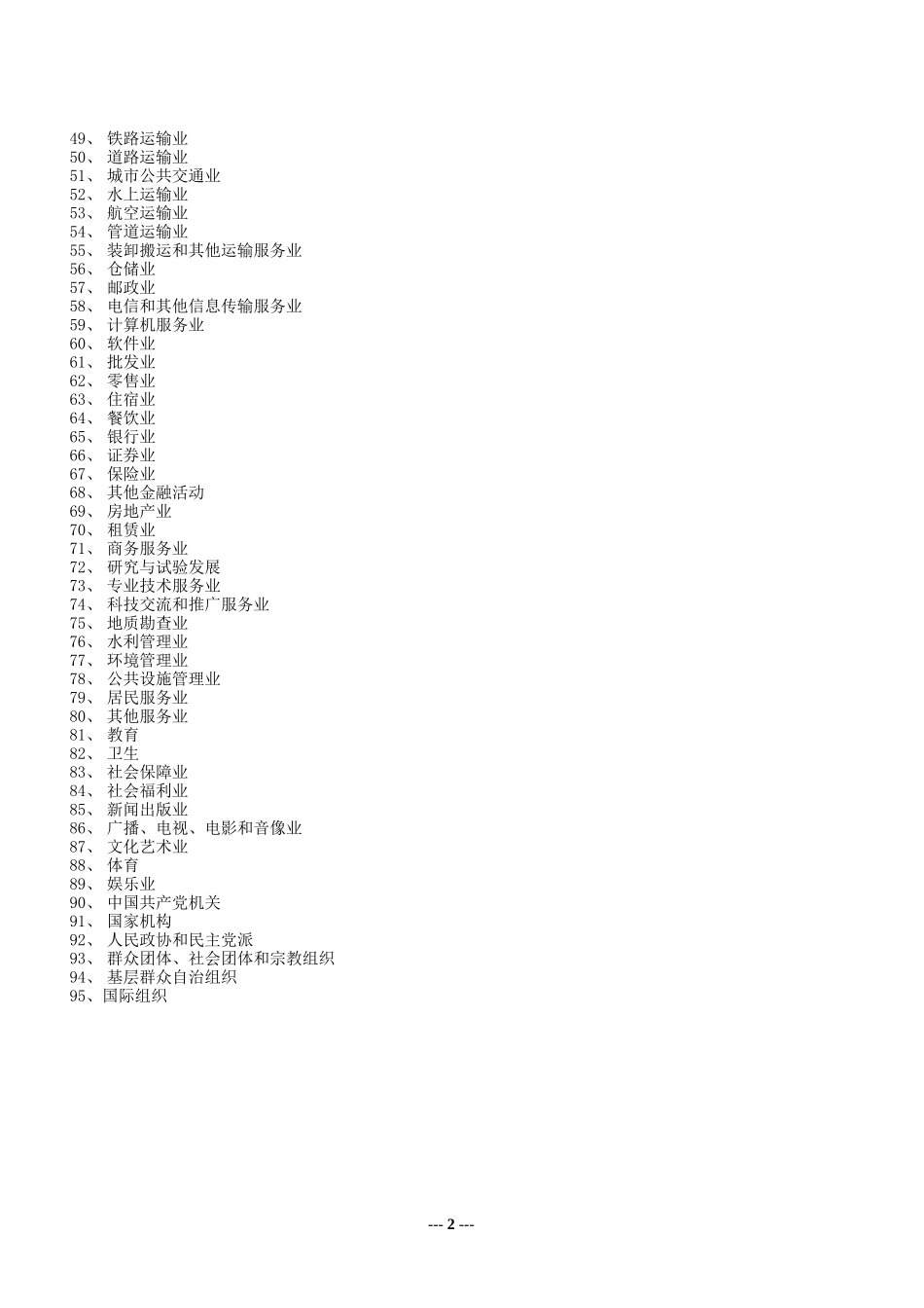 国民经济行业分类目录(大类)_第2页