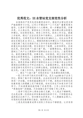 2024年优秀范文水管站党支部党性分析