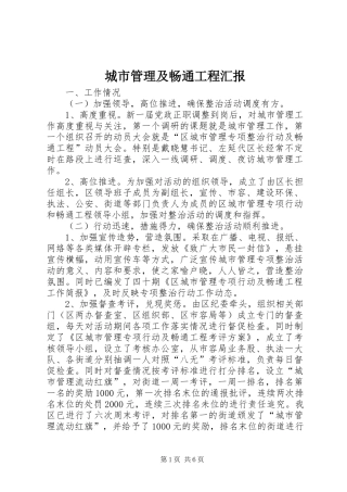 2024年城市管理及畅通工程汇报