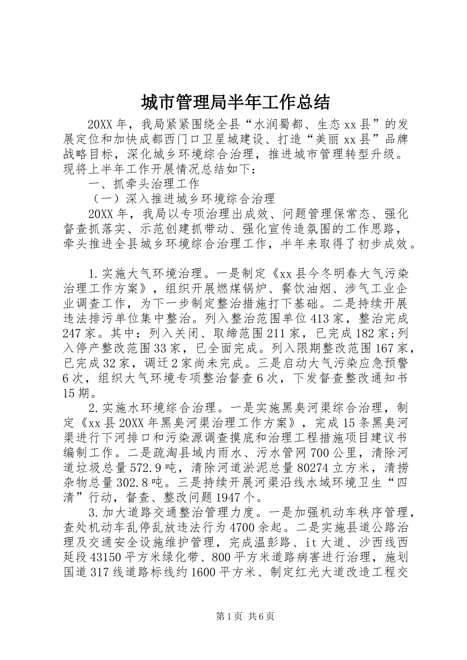 2024年城市管理局半年工作总结_第1页