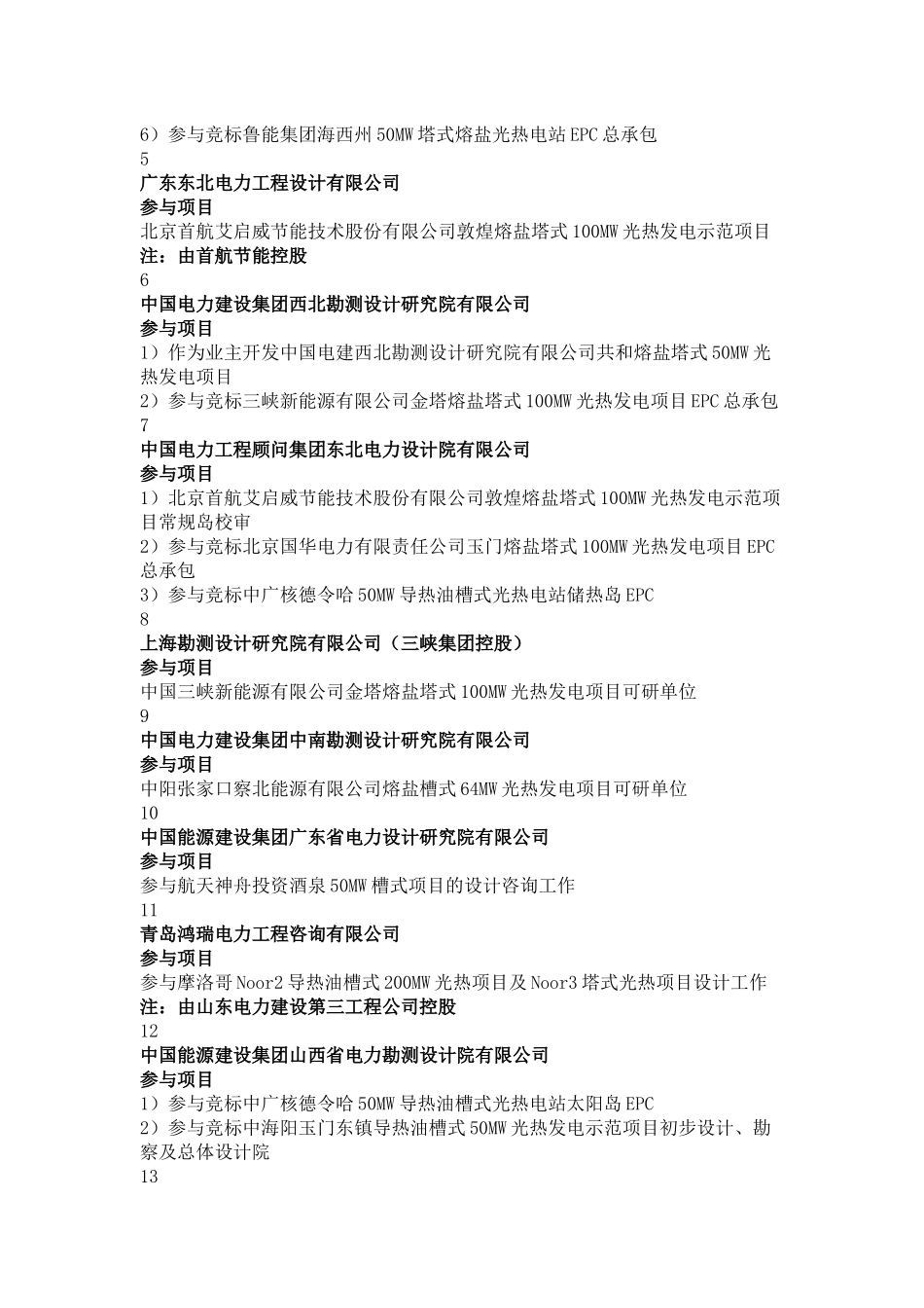 国内参与光热发电项目开发的主要设计院概览-截止2017.08.29_第3页