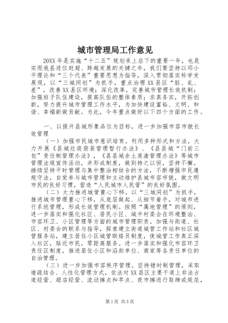 2024年城市管理局工作意见