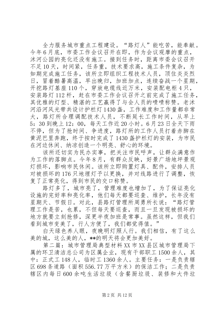 2024年城市管理局路灯管理所典型经验材料_第2页