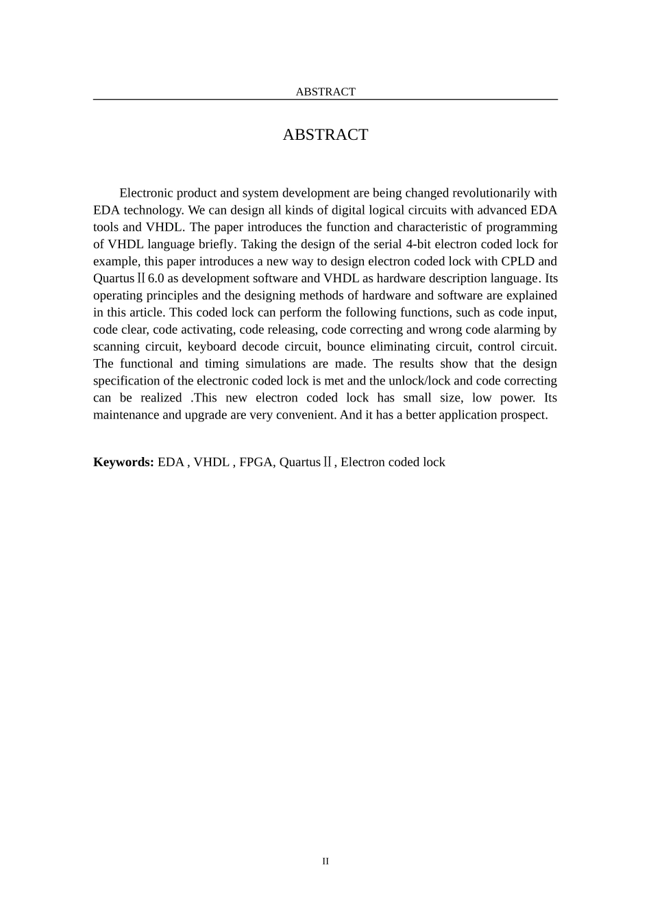 基于VHDL语言的电子密码锁的设计(交)_第2页