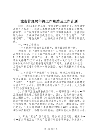 2024年城市管理局年终工作总结及工作计划