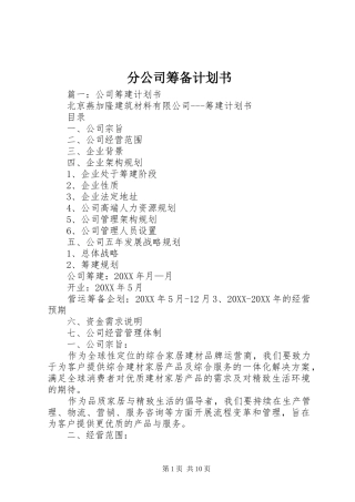 2024年分公司筹备计划书