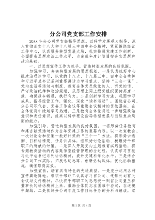 2024年分公司党支部工作安排