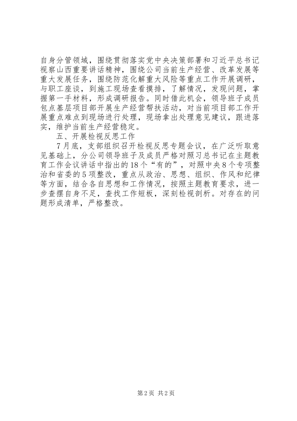 2024年分公司党支部主题教育开展情况汇报_第2页