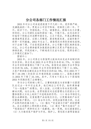 2024年分公司各部门工作情况汇报