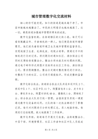 2024年城市管理数字化交流材料