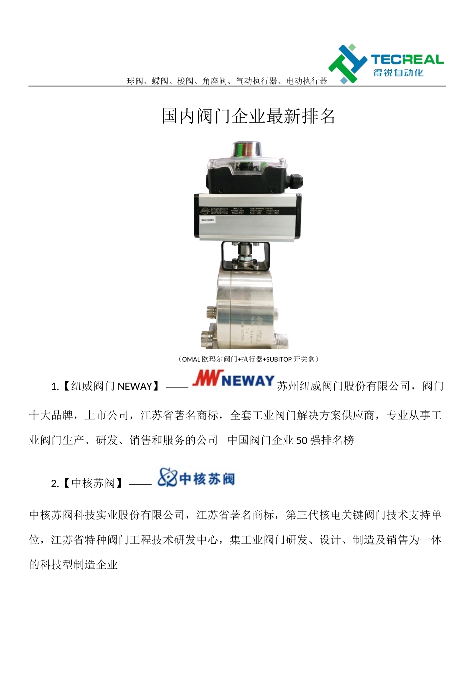 国内阀门企业最新排名_第1页