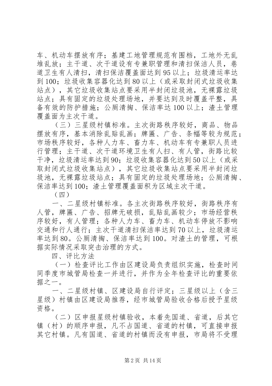 2024年城市管理星级村镇考评实施方案_第2页