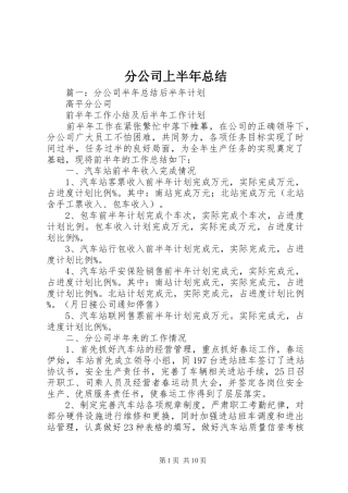 2024年分公司上半年总结