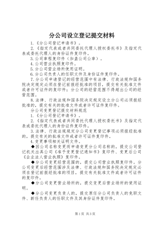 2024年分公司设立登记提交材料