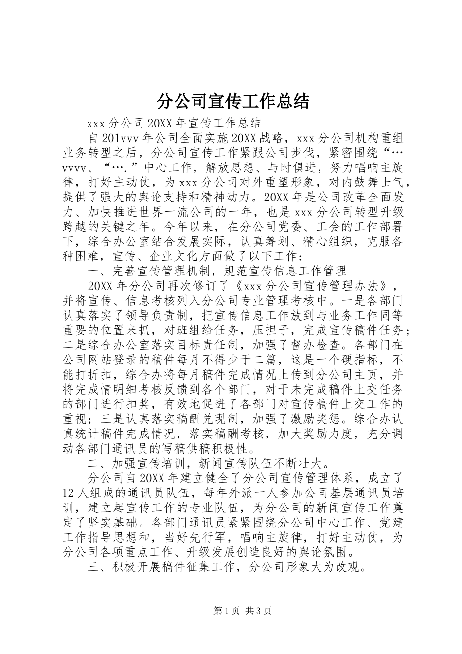 2024年分公司宣传工作总结_第1页