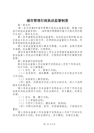 2024年城市管理行政执法监督制度