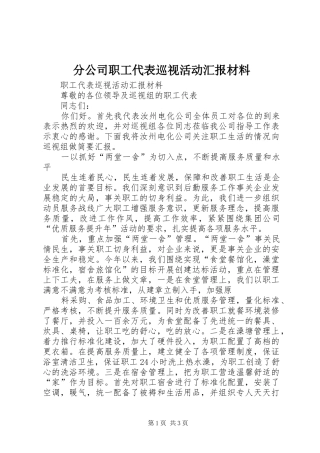 2024年分公司职工代表巡视活动汇报材料